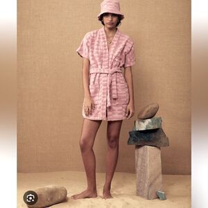 Pink Short Terry Cloth Belted Mini Dress